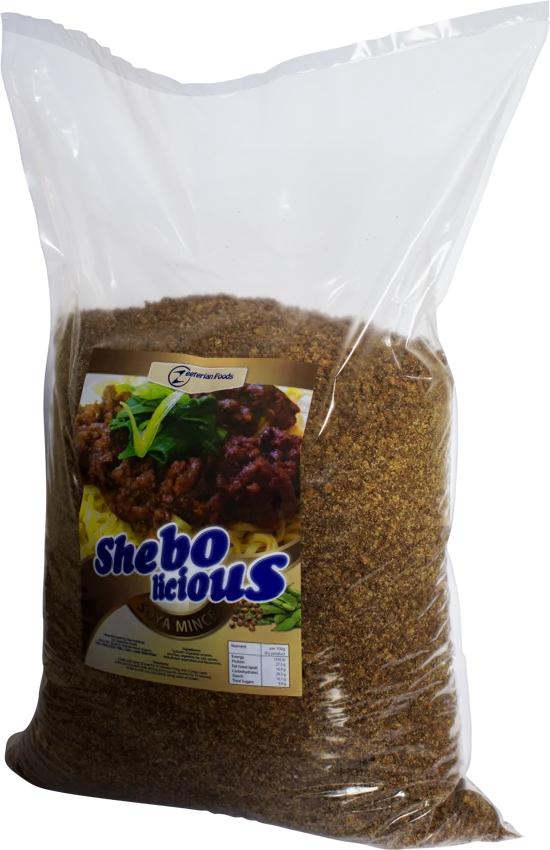 Shebolicious 10kg soya mince packaging
