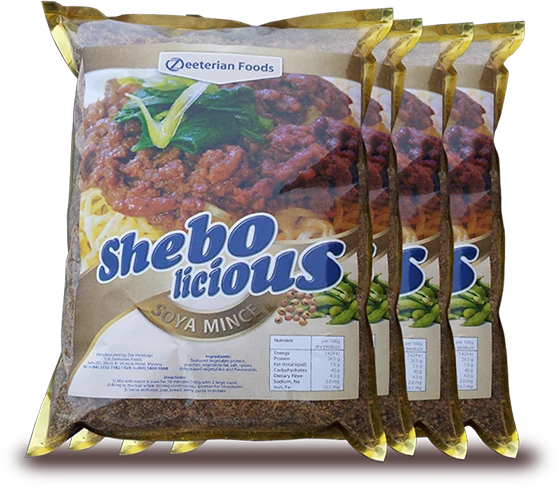 Shebolicious 1kg soya mince packaging