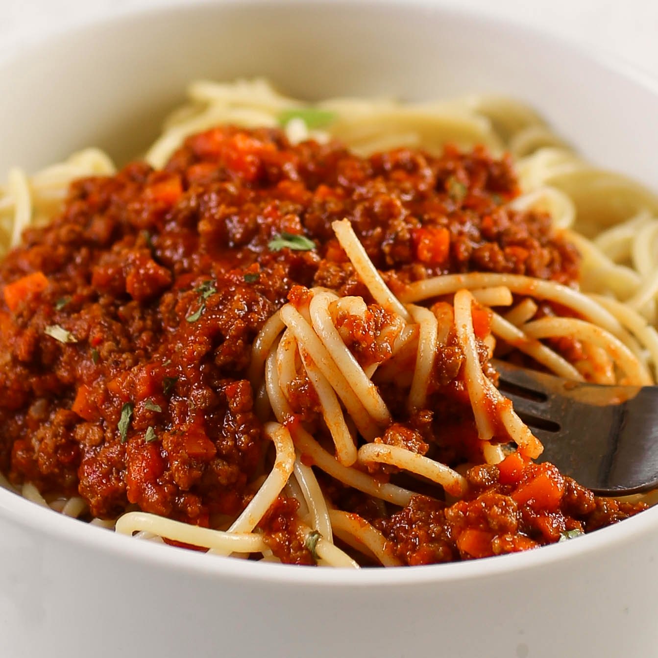 Pasta with a rich mince sauce
